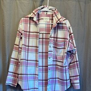 Abercrombie Pink and White Plaid Flannel